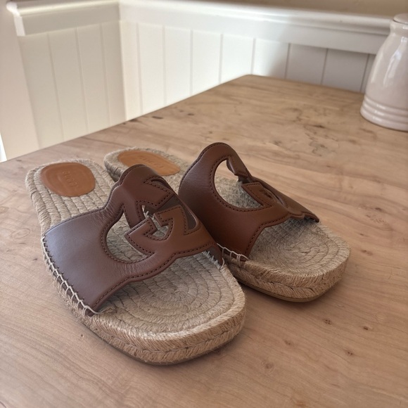 Gucci Espadrille Sandals with Brown Leather: Size 11 Men’s US main image 3